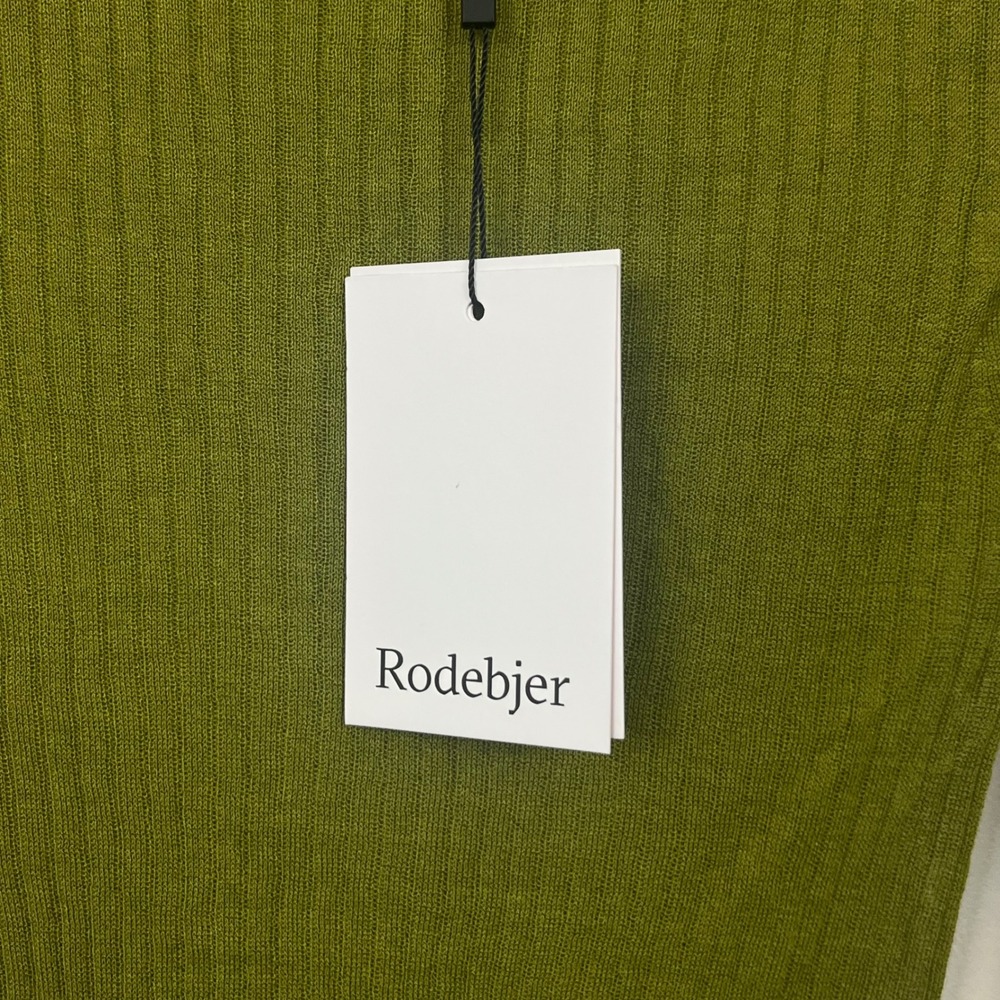 Rodebjer Malpe Sunny Lime Ribbed Knit Long Sleeve Top Green 2320118 Womens S - Picture 9 of 10